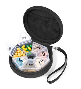 Premium Portable Travel Pill Box with Zipper Bag