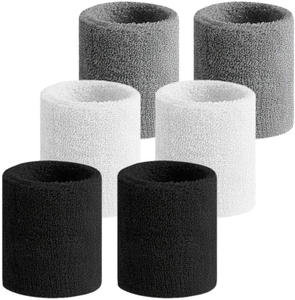 Terry Cotton Sports Wristband for Working Out Exercise Tennis Basketball Running 